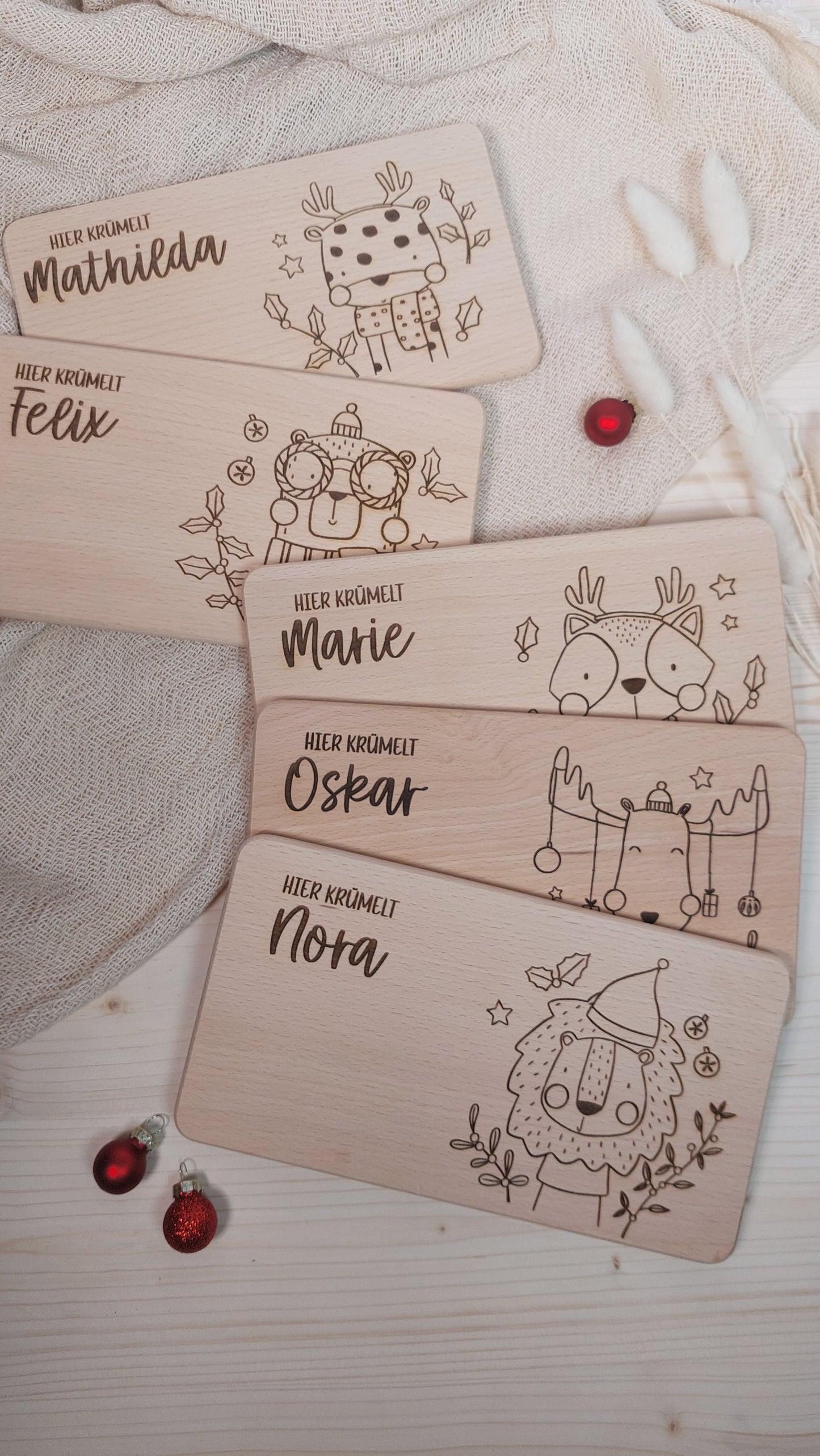 Brettchen personalisiert | Geschenk zu Weihnachten | Buche Vollholz