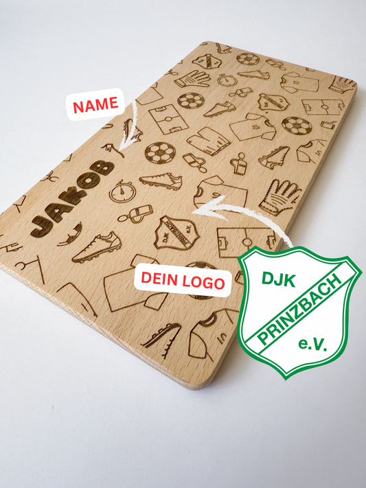 Brettchen personalisiert | Fußball | Name & Logo